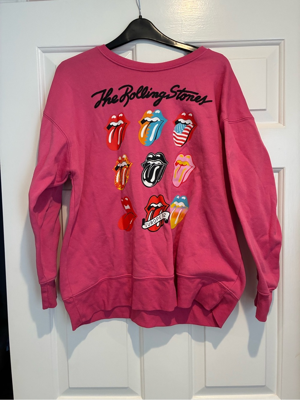 The Rolling Stones Hot Pink Graphic Crewneck Sweatshirt